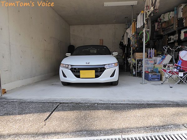 S660納車日当日やっと自宅ガレージに収まった図